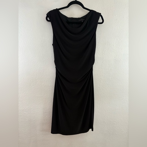 David Meister Black Sheath Mini Dress with Cowl Neck shirt size 12 - Picture 1 of 6